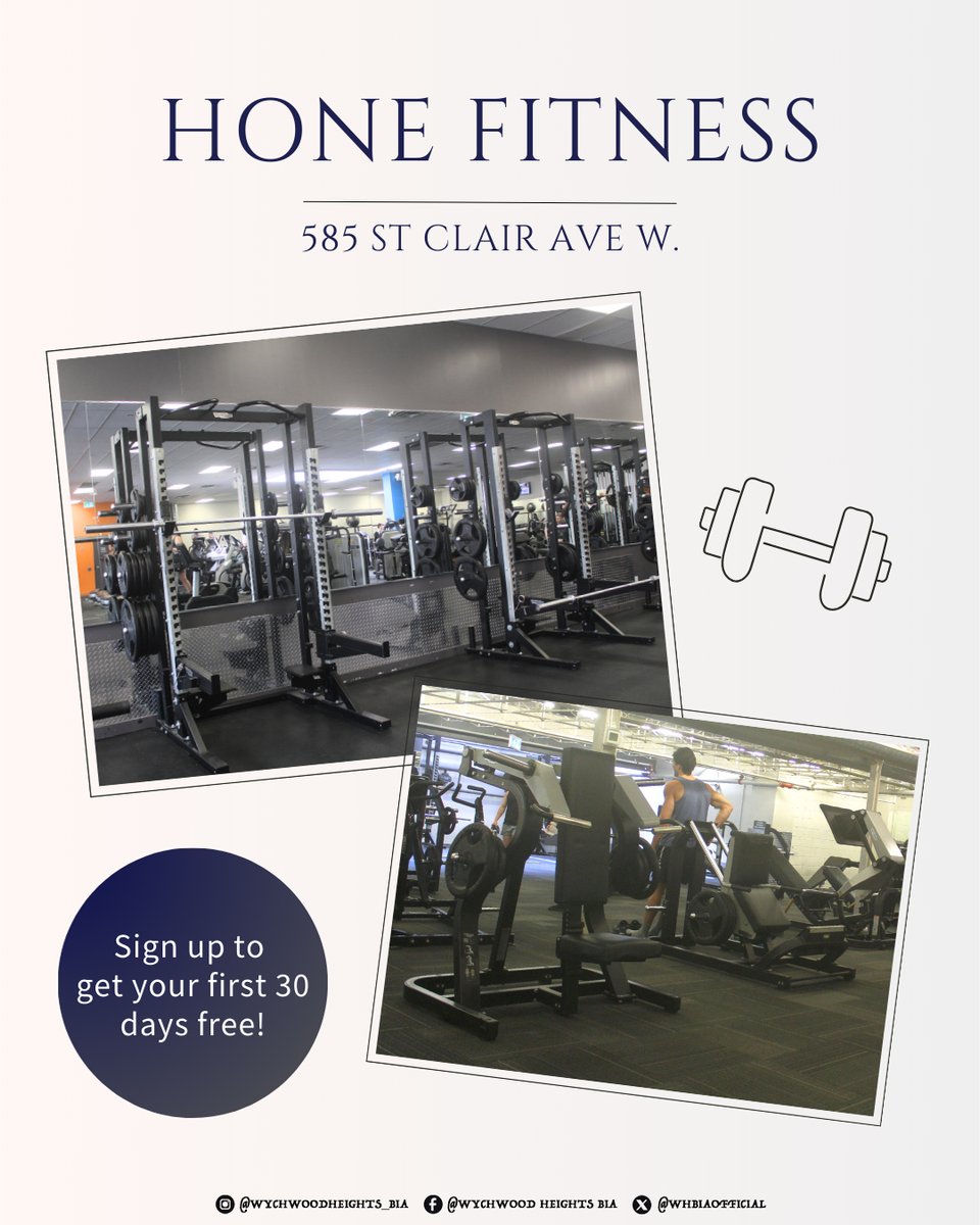 WHBIAofficial's tweet photo. Hone Fitness - 585 St Clair Ave W.
It's never too late to start working on your New Year's resolution to get fit.
#TorontoFitness #GymLife #AffordableFitness #WorkoutWithFriends #FitnessGoals #HealthyLifestyle #StayActive #WorkoutMotivation #FitForLife #TrainHard #StayHealthy https://t.co/zIbblKtAmY