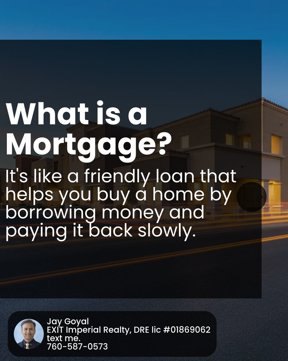 jaygoyal's tweet image. Unlocking the Door to Your First Home: Mortgages are like friendly loans that help first-time buyers step into their dream homes without having a huge pile of cash upfront. Curious about how it works in El Centro or Calexico? Let’s chat! 🏠💼 #FirstHomeTips