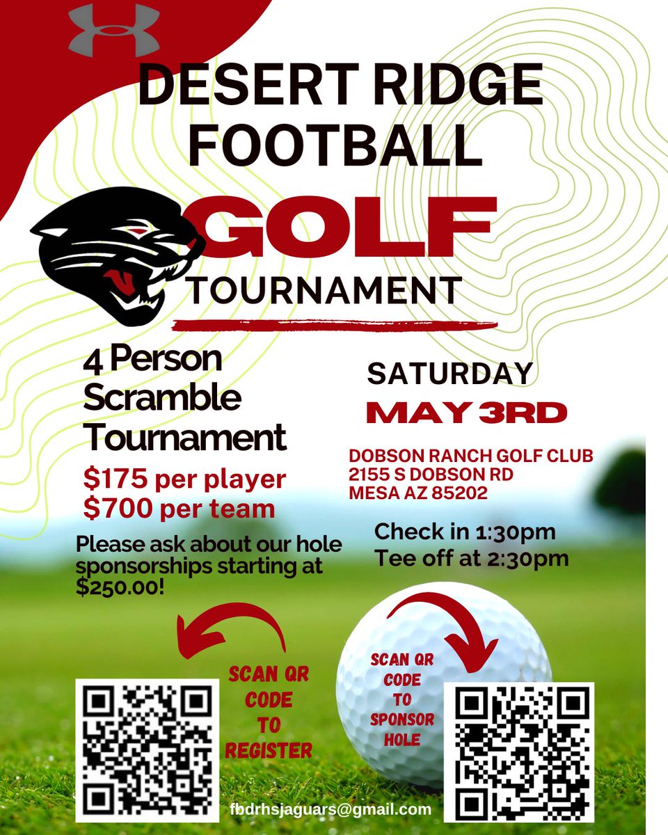 EXCITING UPDATES! 
Silent sports memorabilia auction featuring an autographed &amp; authenticated Kyler Murray jersey—more items to be revealed soon! Play alongside former MLB pitcher Jeff Fassero &amp; former NFL/AFL kicker Luis Zendejas
📢BUSINESS HOLE SPONSORSHIPS AVAILABLE! #azgolf