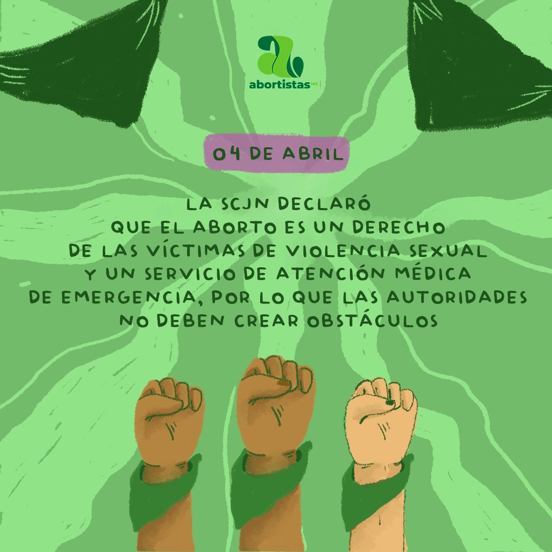AbortistasMx💚 (@abortistasmx) on Twitter photo El aborto por violación es un derecho de las víctimas de violencia sexual y la <a href="/SCJN/">Suprema Corte</a> lo respalda. 😎💚
Te contamos la historia de Marimar, quien impulsó a los 17 años una sentencia histórica.
#SCJN #AbortoMéxico #AbortoLegalySeguro #AbortoYa El aborto por violación es un derecho de las víctimas de violencia sexual y la <a href="/SCJN/">Suprema Corte</a> lo respalda. 😎💚
Te contamos la historia de Marimar, quien impulsó a los 17 años una sentencia histórica.
#SCJN #AbortoMéxico #AbortoLegalySeguro #AbortoYa