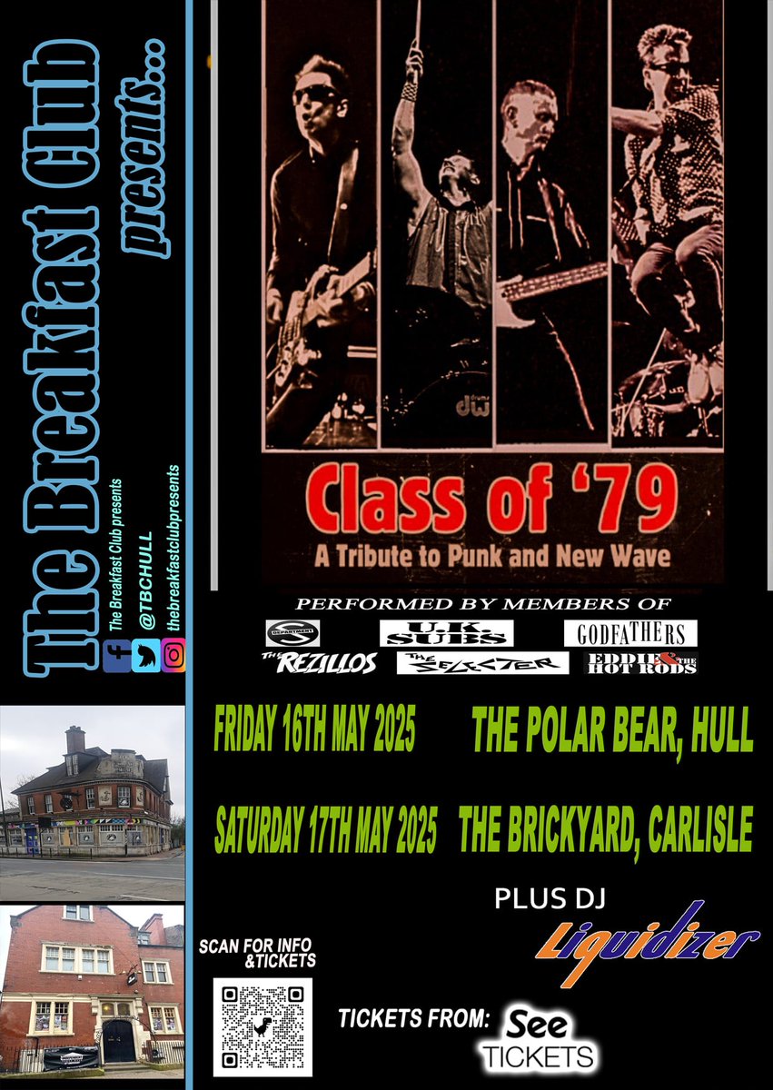 Members of The Rezillos- The UK Subs – Selecter – Godfathers – Eddie &amp; the HotRods and Department S perform a stunning show that will take you back to the days when Punk rock / New Wave ruled the airwaves. 

Tickets:

seetickets.com/search?q=The+b…+