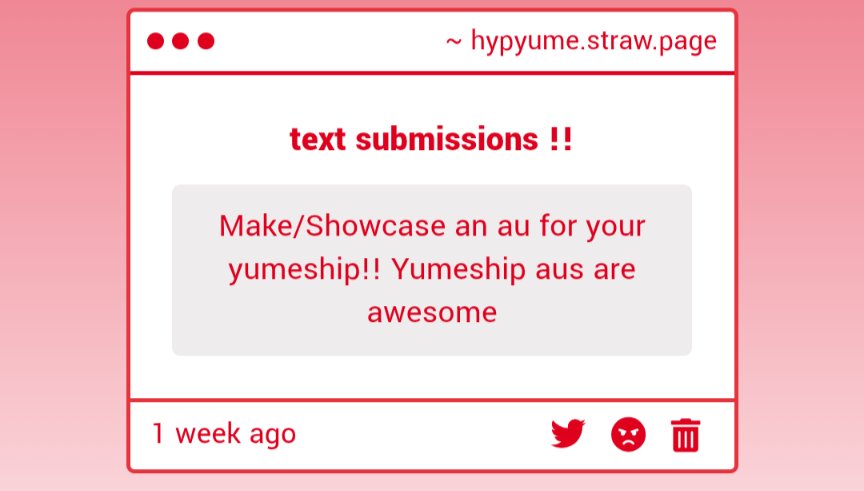 HYPYUME's tweet photo. 🍀 ~ submission

aus for your yumeships! maybe take inspiration from one of the silly little arb aus, like hypquest or the highschool isekai? 🤔 https://t.co/HYATOMOnZU