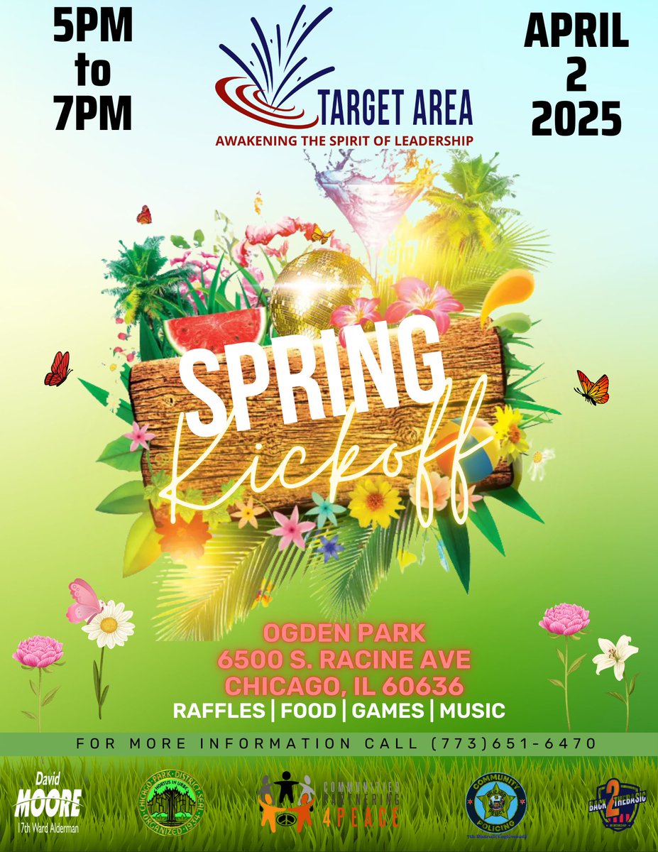 TargetArea's tweet image. Join us today for Spring Kick off at Ogden Park 5pm-7pm
#davidmoore #CP4P #whatiscvi #targetarea #CommunityPolicing #ChicagoParkDistrict #Back2TheBasic