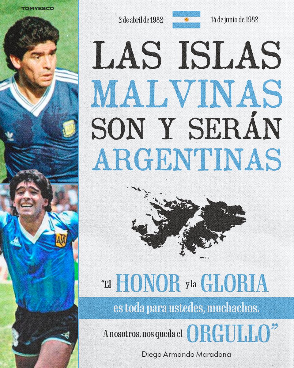 tomyesco's tweet photo. Las Malvinas son Argentinas 🇦🇷

El acto de valentía y amor hacia la Patria más grande que va a existir lo hicieron ellos y ellas. Nuestros héroes. https://t.co/7j8zuIMIKZ