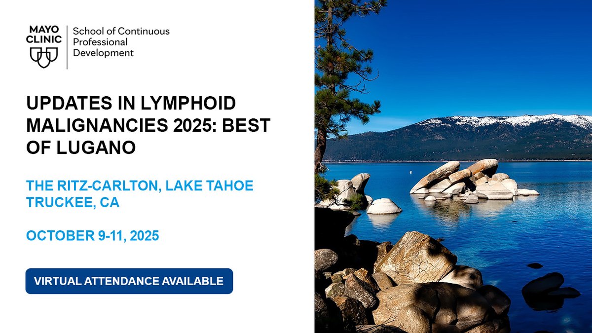 Mayo Clinic Comprehensive Cancer Center (@mayocancercare) on Twitter photo 📌NEW COURSE: Updates in Lymphoid Malignancies 2025 will highlight the important studies presented at #18ICML. Each session will focus on a subtype of lymphoid neoplasia, feature panel discussions, case studies & more. <a href="/MayoClinic/">Mayo Clinic</a> #LYMSM #MedEd
Register: ce.mayo.edu/hematology-and… 📌NEW COURSE: Updates in Lymphoid Malignancies 2025 will highlight the important studies presented at #18ICML. Each session will focus on a subtype of lymphoid neoplasia, feature panel discussions, case studies & more. <a href="/MayoClinic/">Mayo Clinic</a> #LYMSM #MedEd
Register: ce.mayo.edu/hematology-and…