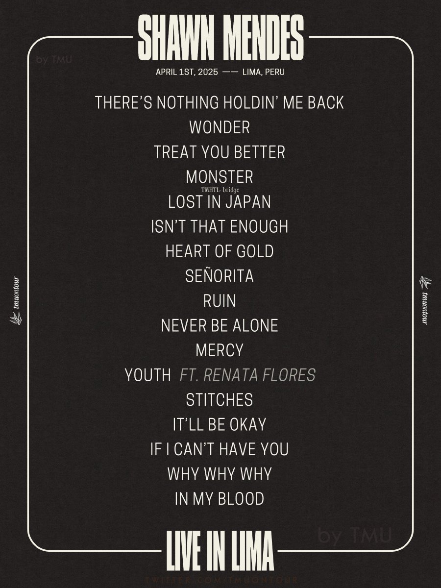 Shawn Mendes x Live In Lima, Peru setlist