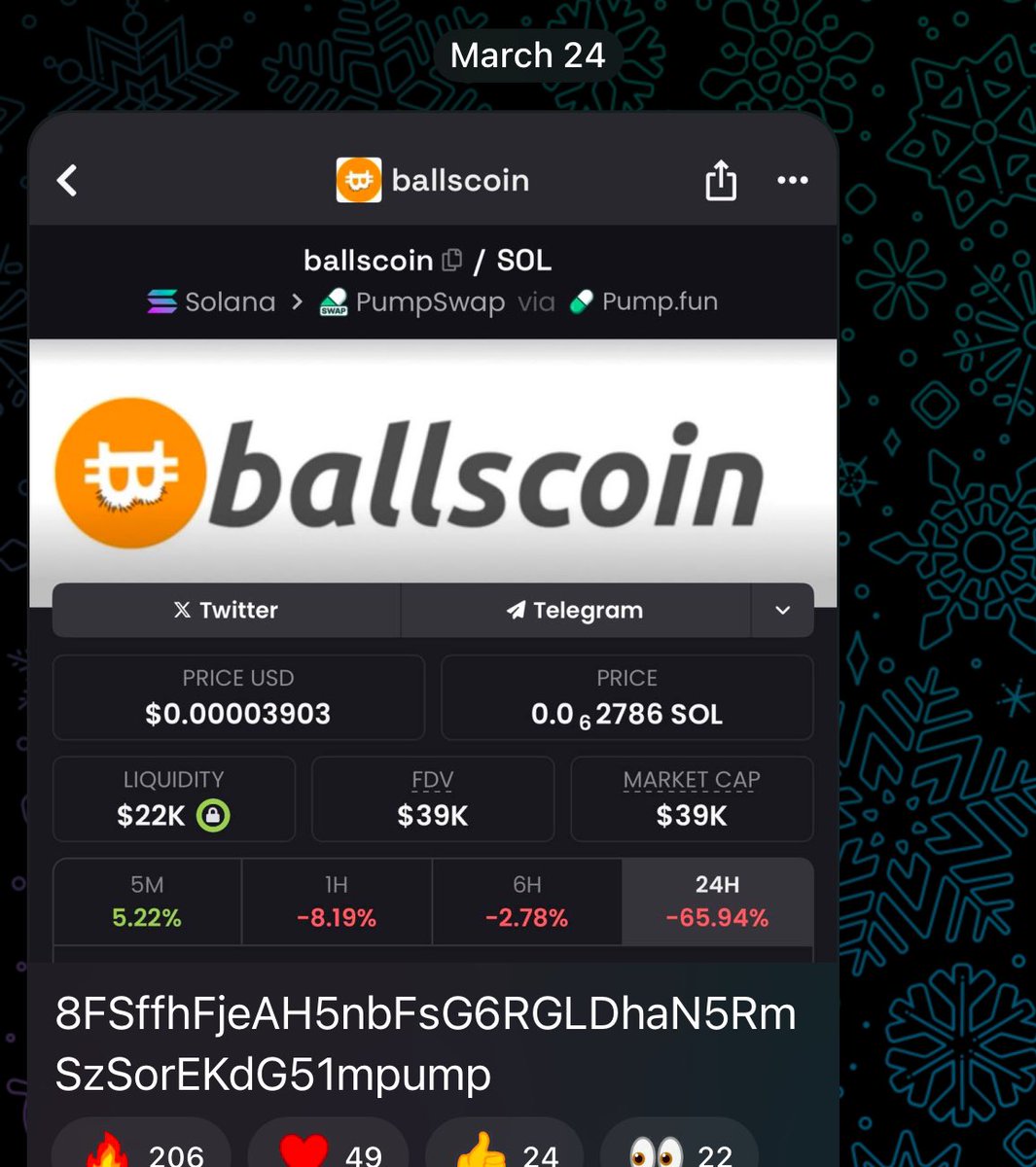Highlighted #ballscoin @ 39k MCAP in my Private TG
#Solana #memecoin #crypto #Altcoins #pumpswap #Altcoin #degen