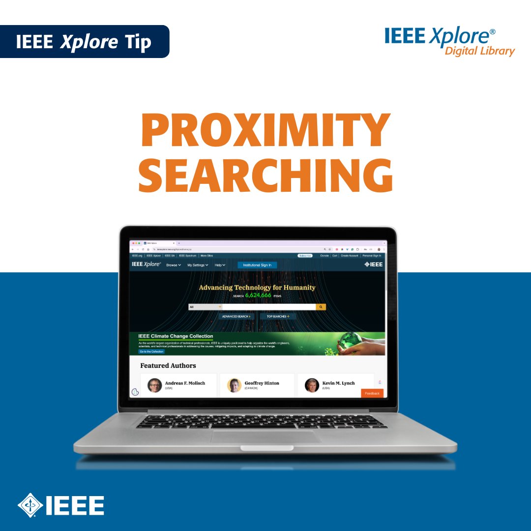 IEEEXplore's tweet photo. IEEE Xplore Tip 💡 #IEEEXplore has two proximity operators: NEAR (for unordered proximity searches) and ONEAR (for ordered proximity searches). The Command Search page can be accessed from the Other Search Options drop down menu.

🔗 https://t.co/d0PuzcfPYu

#IEEE #XploreTips