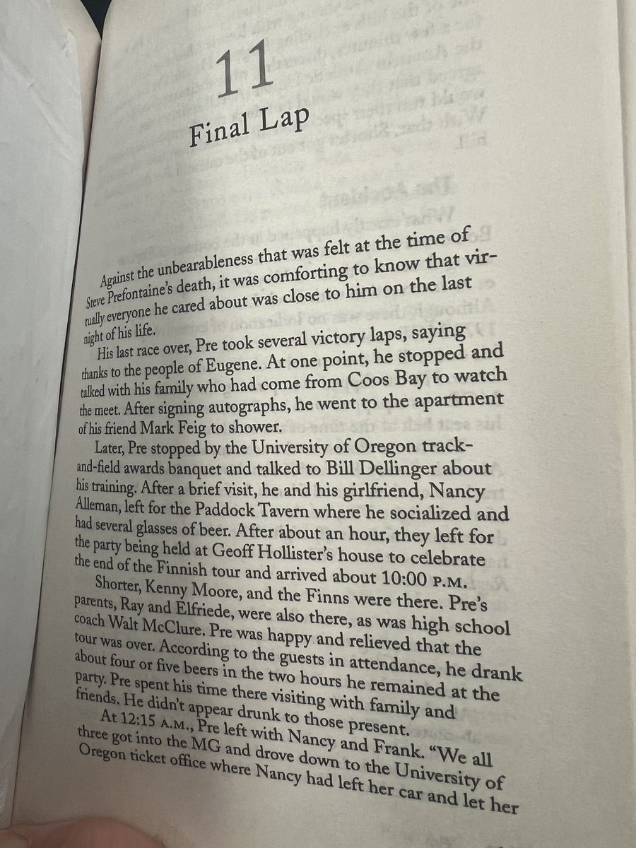 charlesdavis75's tweet photo. If I had a free day on a weekend I reckon I could have read the book Pre in one sitting (day). I’m up to the last chapter already. Will save it for my train ride home. Great read. #GoPre https://t.co/eZM6fZ9tPD