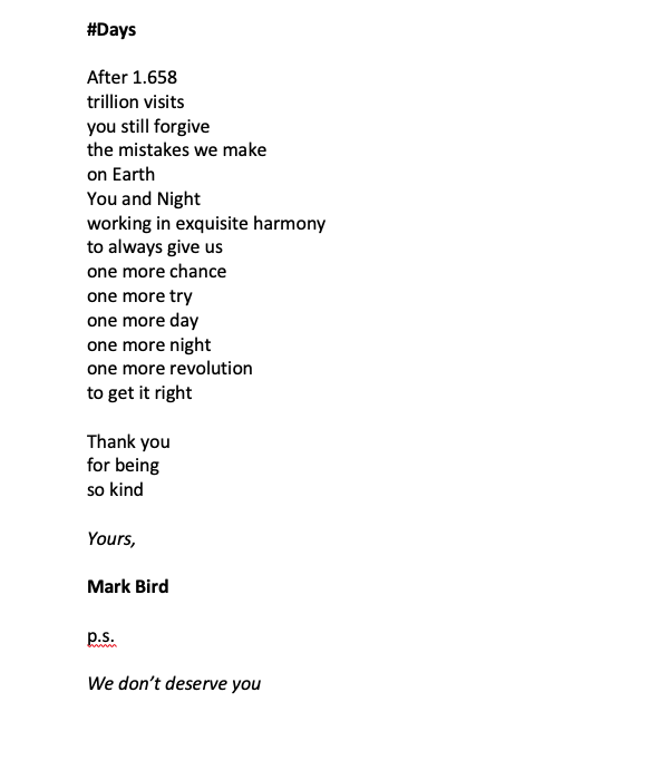 dreambeastpoems's tweet photo. Here is mine to start you ... #PersonifyThis #Days #personification #poetryprompt #poetrycommunity #poetrylovers https://t.co/j9FkjLgpo5