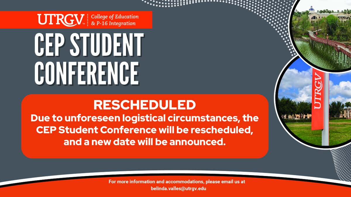 Due to unforeseen logistical circumstances, we have postponed the CEP Student Conference that was originally scheduled for April 12th. We are actively working to reschedule the conference and will share the new date once finalized. Thank you for your patience and understanding.