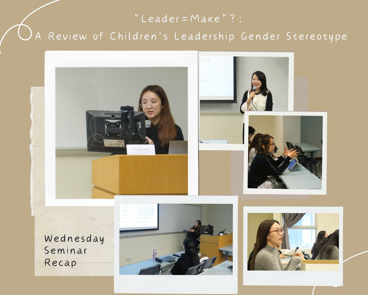 [📢📚 Exciting News! Recap of Wednesday's Seminars Available Now! 🌟]
✨📝✨(5 Mar) “Leader=Male”?: A Review of Children’s Leadership Gender Stereotypes ✨📝✨
Available at gender.cuhk.edu.hk/etypes/wednesd…
#genderstudies #wednesdaygenderseminar #recapofwednesdaygenderseminar #gender