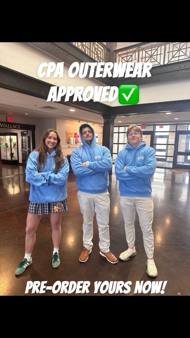 Titans x CPA hoodie . . . Pre order yours today!  Deadline for pre-order is Monday the 7th.  Go to myCPA or scan the QR code on campus to order your limited edition powder blue hoodie.