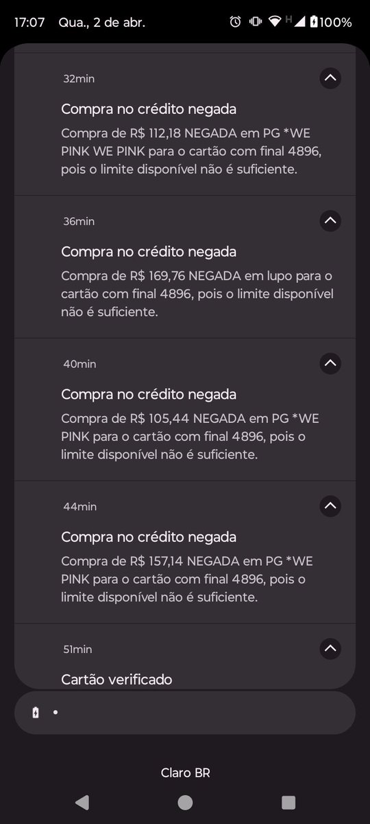 eduu_martinsl's tweet photo. Meu cartão do nubank foi clonado e tão tentando comprar coisa da We Pink 🤡 https://t.co/5hzmMOjDDv