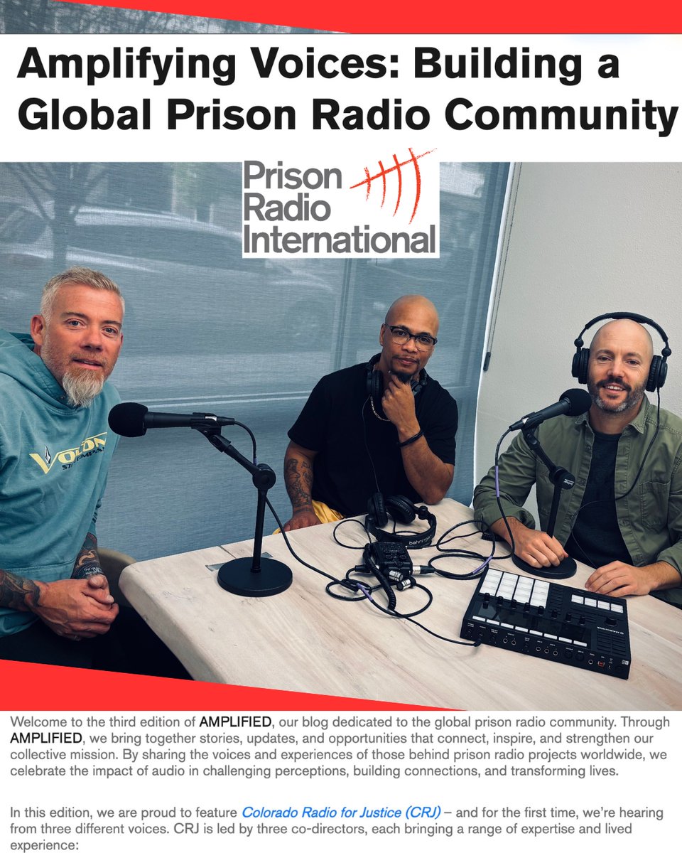 Colorado Radio for Justice (@radioforjustice) on Twitter photo The CRJ team was stoked to be featured last week in AMPLIFIED, the newsletter of
<a href="/PrisonRadioINTL/">Prison Radio International</a>. We’re proud to be a member org of PRI. Check out the article — and learn more about Colorado Radio for Justice and about PRI’s work — here! prison.radio/amplifying-voi… The CRJ team was stoked to be featured last week in AMPLIFIED, the newsletter of
<a href="/PrisonRadioINTL/">Prison Radio International</a>. We’re proud to be a member org of PRI. Check out the article — and learn more about Colorado Radio for Justice and about PRI’s work — here! prison.radio/amplifying-voi…