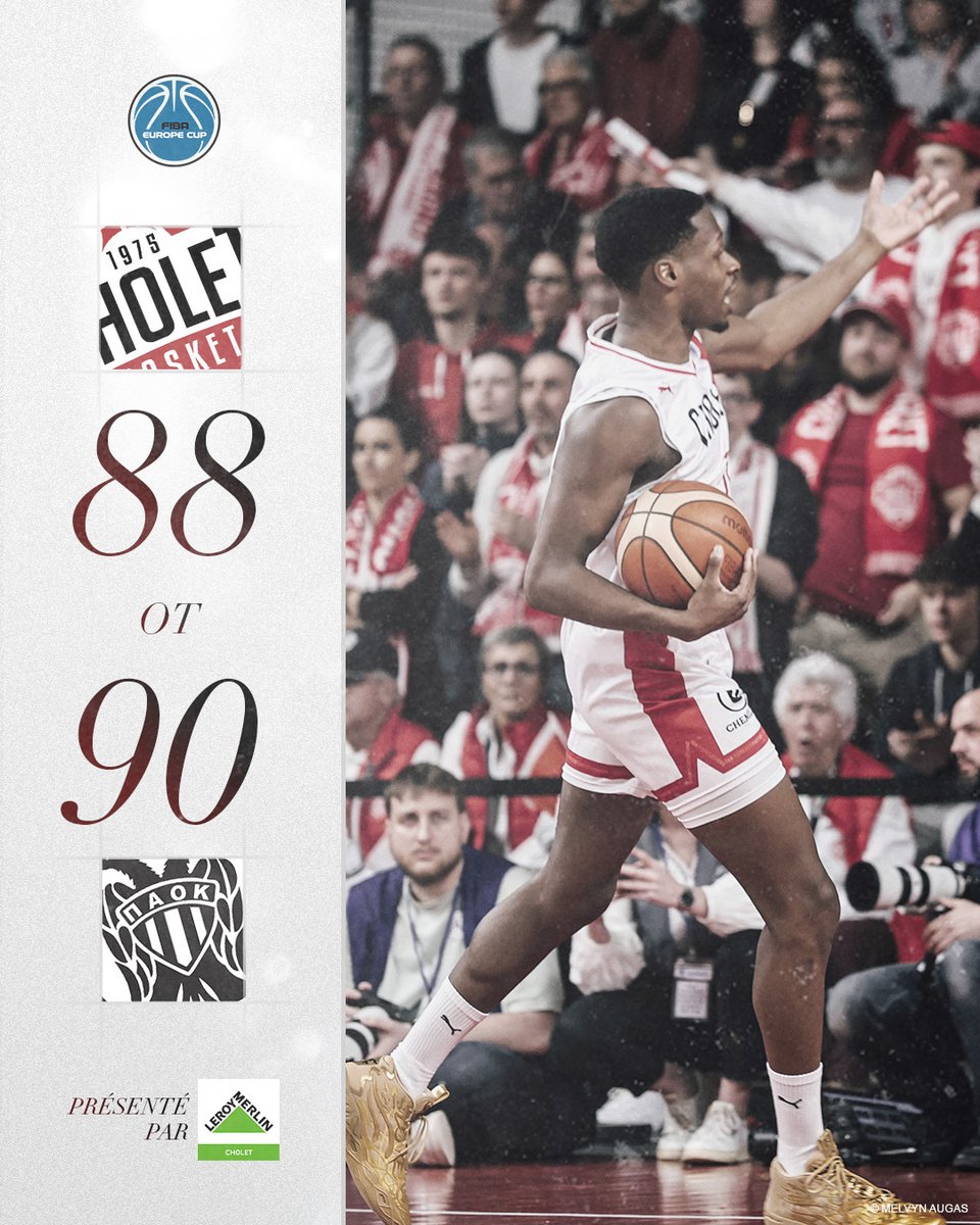 Que c'est cruel !  CB s'incline de deux points en prolongation face au PAOK Mateco.

Félicitations tout de même à nos Choletais pour cet incroyable parcours européen qui s'arrête malheureusement aux portes de la finale !

#CBPAOK #CBFAMILY <a href="/FIBAEuropeCup/">FIBA Europe Cup</a>