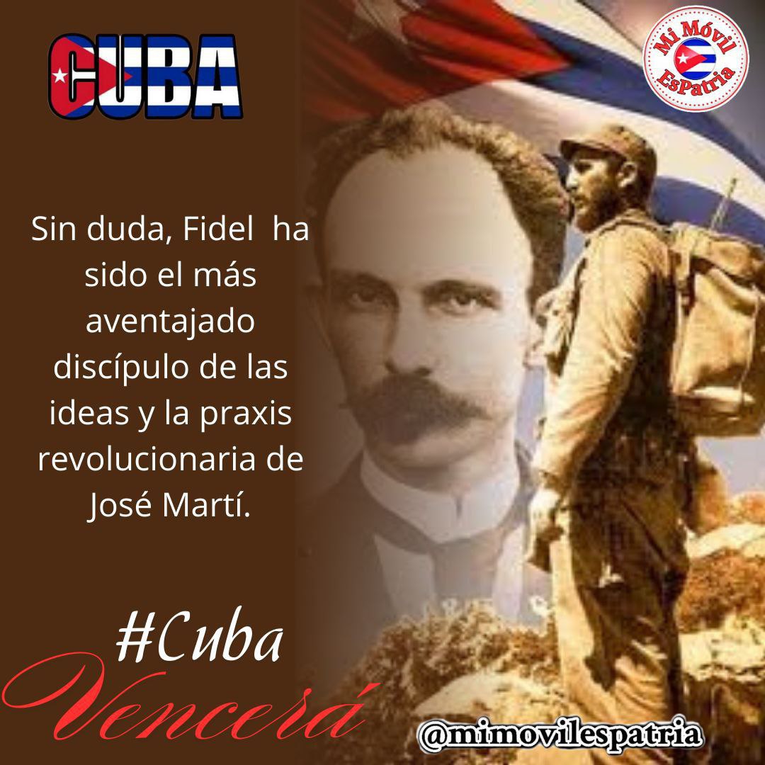 ngelBFigueredo1's tweet photo. 🇨🇺☝️ Dos grandes hombres, el mismo ideal, La independencia absoluta para la Patria 🇨🇺.
🌟🌟 Martí ✍️ Lo que un grupo ambiciona,cae . Perdura lo que un pueblo quiere.
🌟🌟 Fidel ✍️ Quien no es capaz de luchar por otros , no será suficientemente capaz de luchar por si mismo.
#Cuba https://t.co/nIaixnvwBP