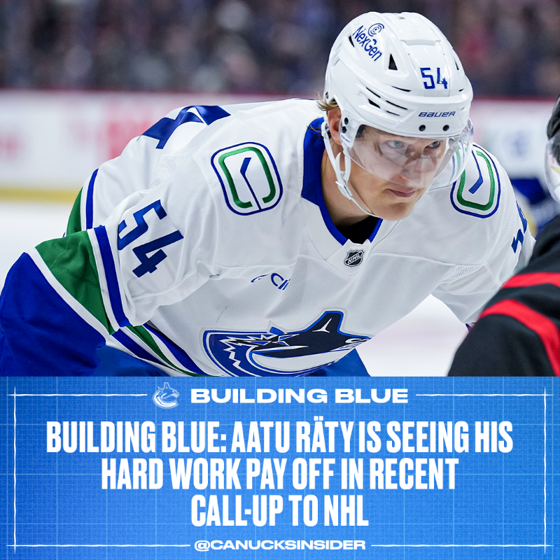 CanucksInsider's tweet photo. For #Canucks forward Aatu Räty, this season has been about making significant improvements as a pro while continuing to build on the structure that he set up in the offseason. #BuildingBlue
FEATURE READ 👇