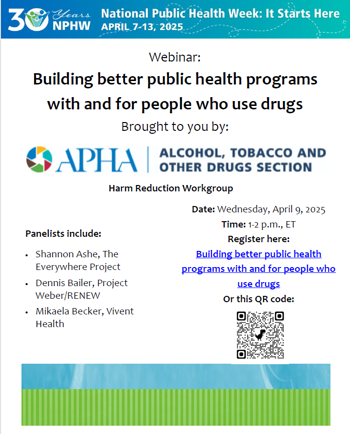 Join Us for a Critical Discussion on Actively Centering the Experiences of People Who Use Drugs
apha.zoom.us/meeting/regist…