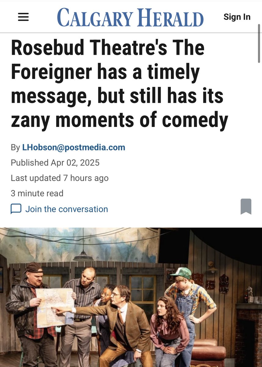 Rosebud Theatre & School of the Arts (@rosebudtheatre) on Twitter photo Thanks for the fantastic review, <a href="/calgaryherald/">Calgary Herald</a>!
Read the full review here: Linktree.com/rosebudtheatre
#rosebudarts #calgaryherald #rosebudtheatre #theforeigner #traveldrumheller Thanks for the fantastic review, <a href="/calgaryherald/">Calgary Herald</a>!
Read the full review here: Linktree.com/rosebudtheatre
#rosebudarts #calgaryherald #rosebudtheatre #theforeigner #traveldrumheller