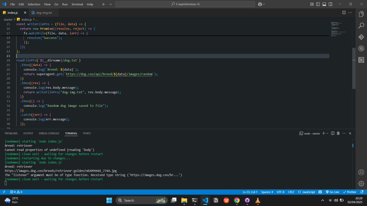 emmanuelao_'s tweet image. Day 7&8 of #100DaysofCode with NodeJS!
✅The Problem with Callbacks_ Callback Hell
✅From Callback Hell to Promises
✅004 Building Promises
✅Consuming Promises with Async_Await
✅Returning Values from Async Functions
✅Waiting for Multiple Promises Simultaneously
