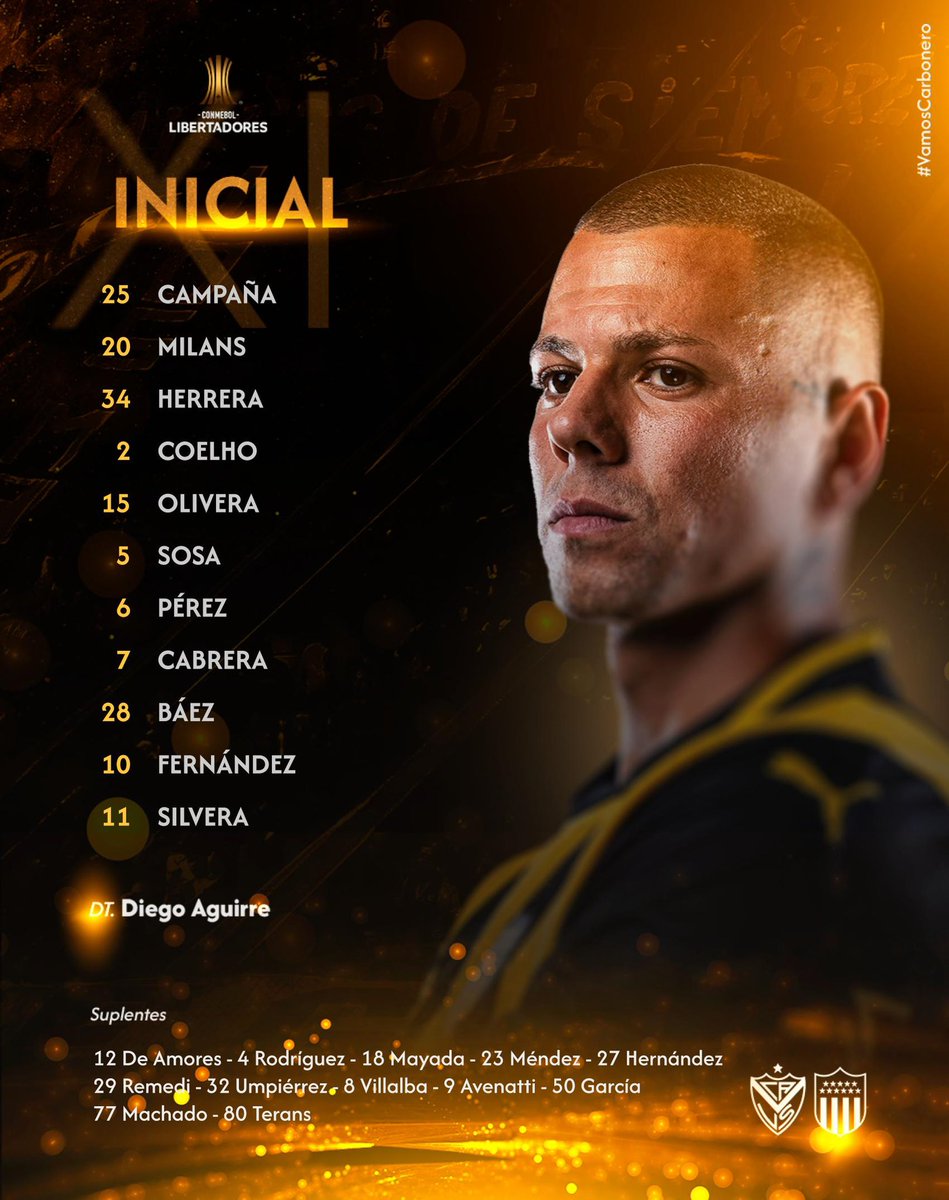 Así juega #Peñarol frente a Vélez Sarsfield 🇦🇷, por la Fecha 1 del Grupo H, Copa CONMEBOL <a href="/Libertadores/">CONMEBOL Libertadores</a>.