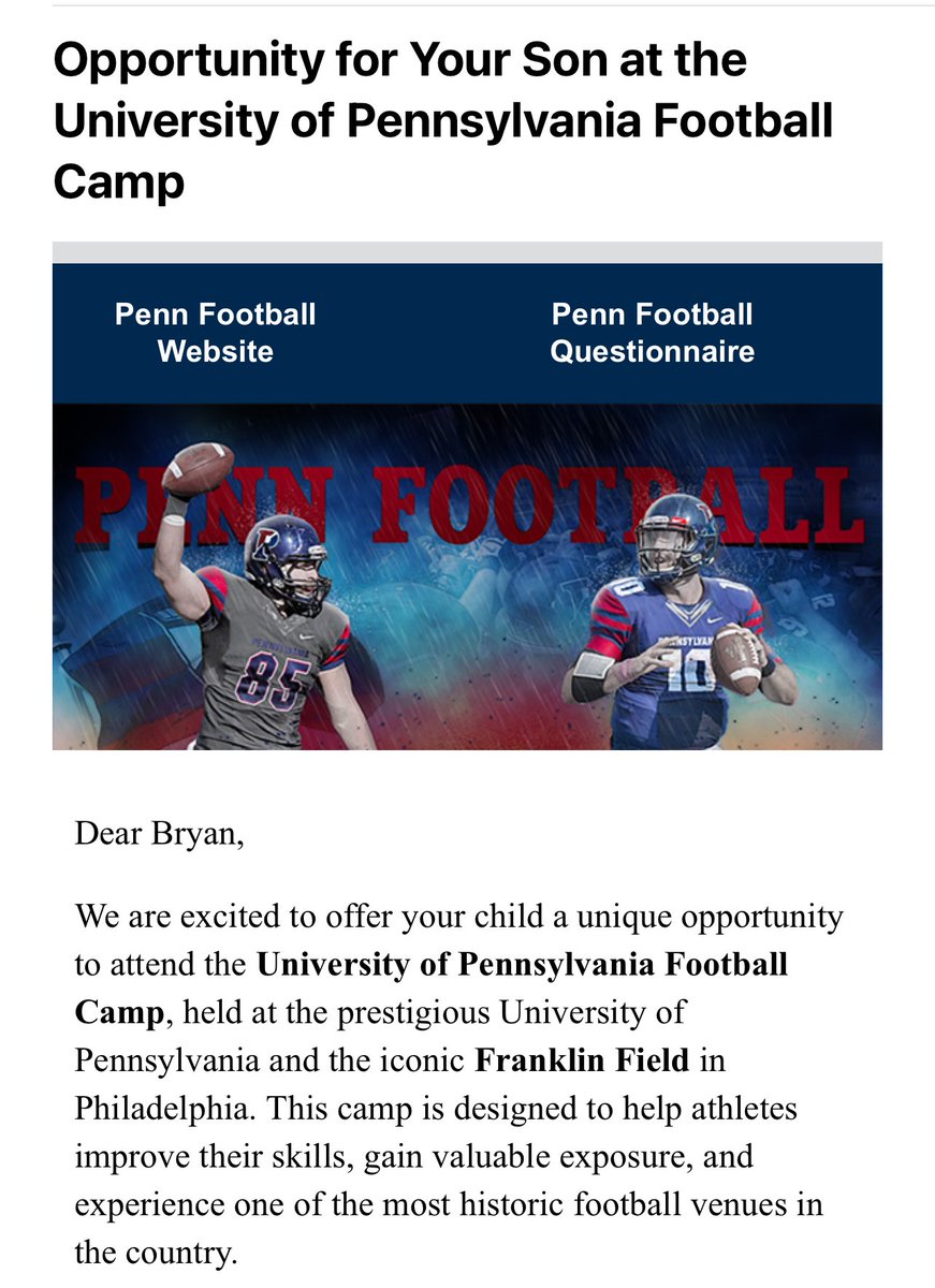 Matt Kendro (@mattkendro) on Twitter photo Appreciate and look forward to the opportunity to learn, compete and challenge myself at a <a href="/PennFB/">Penn Football</a> prospect camp this June. <a href="/CoachPriore/">Coach P</a> <a href="/CoachDupont/">Jon Dupont</a> <a href="/David_Josephson/">David Josephson</a> <a href="/WCEastFootball/">WC East Vikings Football</a> <a href="/Dean_Owens1/">Dean Owens</a> <a href="/DougEFresh57/">Doug Randall</a> <a href="/zdathletics/">Zero Degree QB & WR</a> Appreciate and look forward to the opportunity to learn, compete and challenge myself at a <a href="/PennFB/">Penn Football</a> prospect camp this June. <a href="/CoachPriore/">Coach P</a> <a href="/CoachDupont/">Jon Dupont</a> <a href="/David_Josephson/">David Josephson</a> <a href="/WCEastFootball/">WC East Vikings Football</a> <a href="/Dean_Owens1/">Dean Owens</a> <a href="/DougEFresh57/">Doug Randall</a> <a href="/zdathletics/">Zero Degree QB & WR</a>