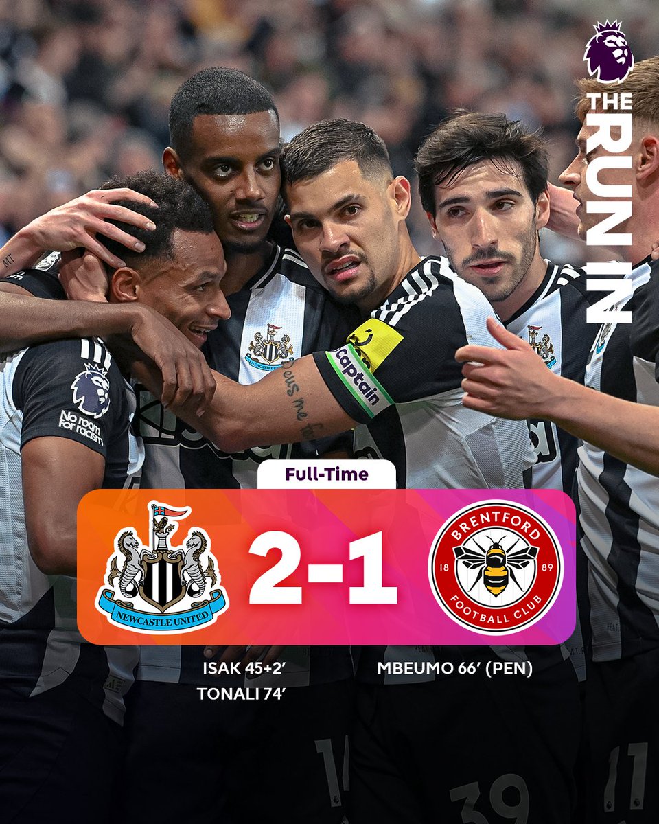 Isak goal ✅
Mbeumo goal ✅
Tonali wonder strike ✨

It's <a href="/NUFC/">Newcastle United</a> who claim the three points ⚫️⚪️