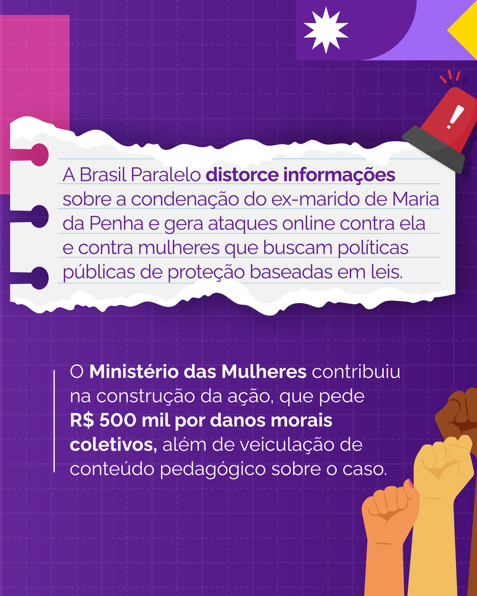 mindasmulheres's tweet image. O #MMulheres está atuando para garantir a verdade sobre o caso Maria da Penha e proteger os direitos das mulheres. 

Contribuímos com a @AdvocaciaGeral na Ação Civil Pública contra o Brasil Paralelo, que espalhou desinformação sobre este casos. #FeminicídioZero #MariaDaPenha