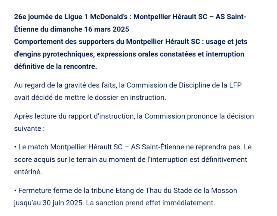 LaMiseAuVert_'s tweet image. 🚨 𝐕𝐈𝐂𝐓𝐎𝐈𝐑𝐄 𝐏𝐎𝐔𝐑 𝐋’𝐀𝐒𝐒𝐄 !

La commission a rendu son verdict et octroie la victoire aux Verts après les débordements survenus lors de #MHSCASSE.

Le score reste à 0-2. ✅
