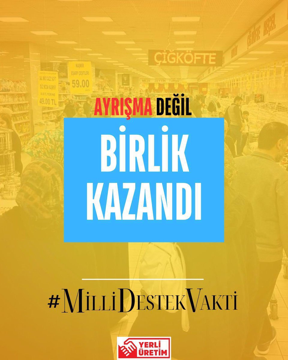 Milletimize bakkalı, kasabı,manavı boykot ettirecek bir zihniyeti asla kabul etmiyorum ve karşısındayım 
Milli iradeye, yerli üretime ve güçlü Türkiye’ye destek vakti! 
Birlikte daha güçlü, daha bağımsız! #Millidestekvakti