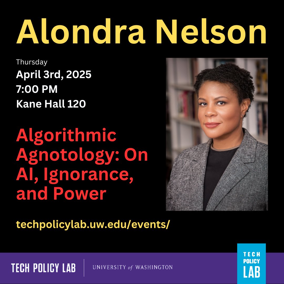 TechPolicyLab's tweet image. Our Distinguished Lecture with @alondra is tomorrow! Register today! Come and check out the Cherry Trees while you are on campus.
techpolicylab.uw.edu/events/event/d…