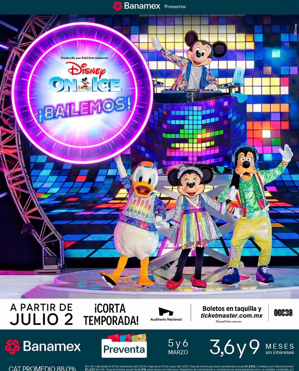 Disney On Ice: ¡Bailemos! llega a México con una fiesta épica llena de música y energía a partir del 2 de Julio en el Auditorio Nacional.🪩

🎟️Adquiere tus boletos a través de Ticketmaster y en taquillas del Auditorio Nacional.