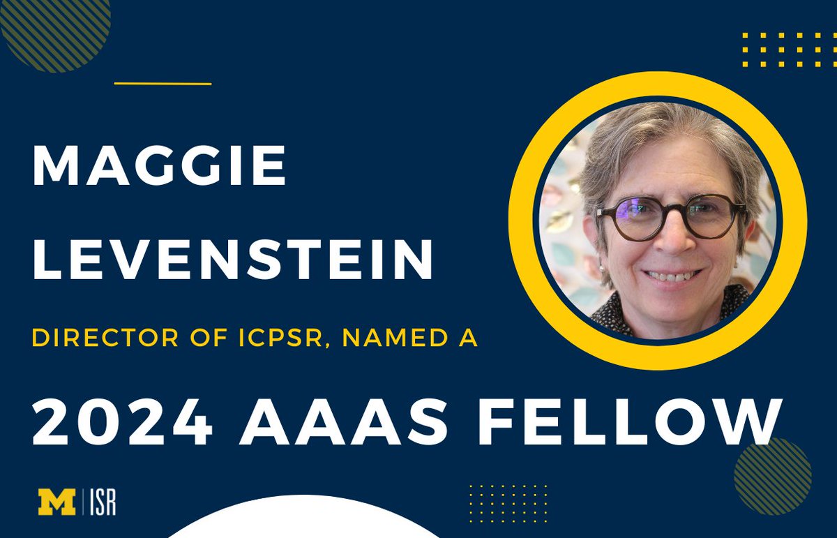 umisr's tweet image. Maggie Levenstein, Director of ICPSR, has been named a 2024 AAAS Fellow for her contributions to industrial organization, historical economics, and social science data policy.
A leader in data stewardship, Levenstein continues to advance access and equity in research.
Read…