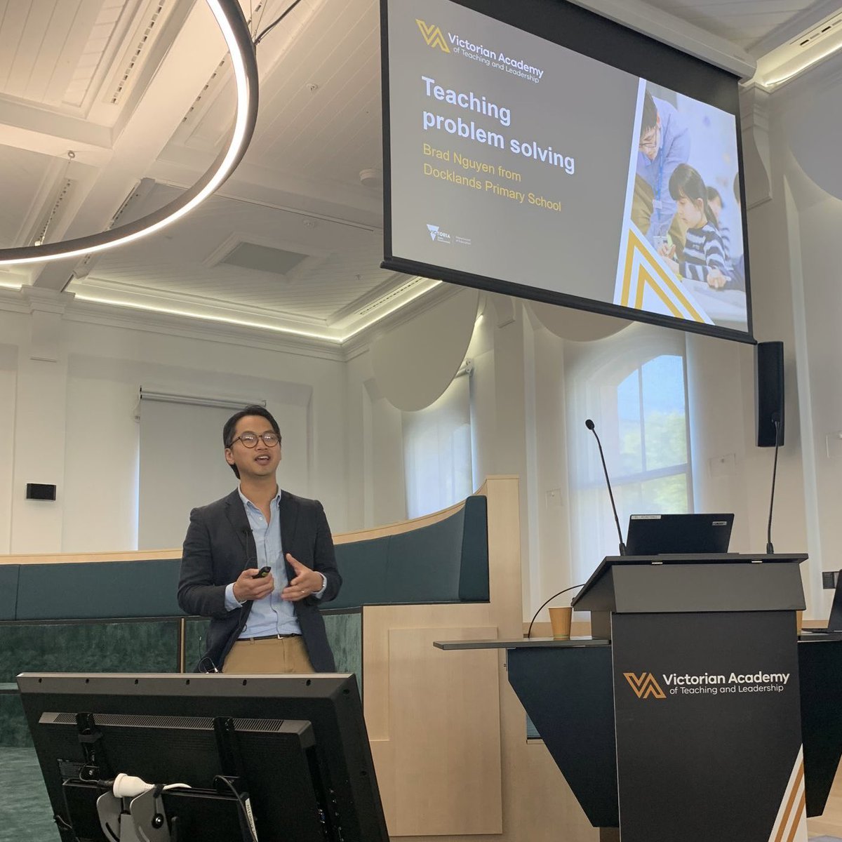 Really honored to present for <a href="/VicGovDE/">Victorian Department of Education</a>  at the Mathematics &amp; Numeracy Symposium to a packed crowd of teachers and leaders. The big idea: Explicit teaching is the best tool we have for developing our students’ proficiency in problem solving.