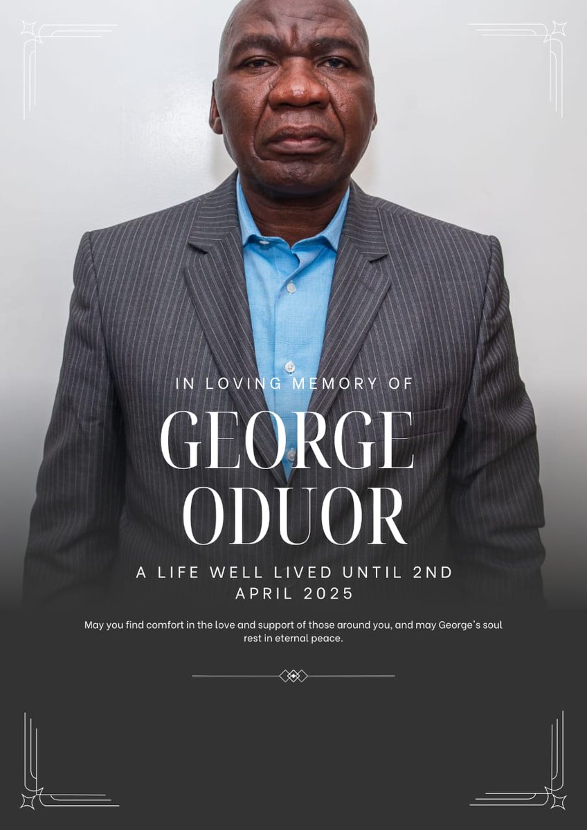 Hon.Anthony maragu (@maraguanthony) on Twitter photo I am deeply saddened by the passing of George Oduor, a devoted aide to Prime Minister <a href="/RailaOdinga/">Raila Odinga</a>. My heartfelt condolences to his family and friends.
His unwavering dedication to the liberation movement inspired many. His loyalty and selfless service will never be forgotten. I am deeply saddened by the passing of George Oduor, a devoted aide to Prime Minister <a href="/RailaOdinga/">Raila Odinga</a>. My heartfelt condolences to his family and friends.
His unwavering dedication to the liberation movement inspired many. His loyalty and selfless service will never be forgotten.