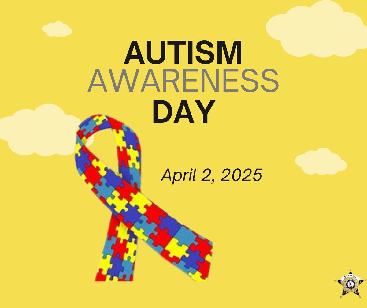 Today is World Autism Awareness Day! 
At the Roanoke City Sheriff's Office, we are dedicated to supporting and advocating for individuals with autism in our community. 
#wedoitbettertogether #wearestrongertogether