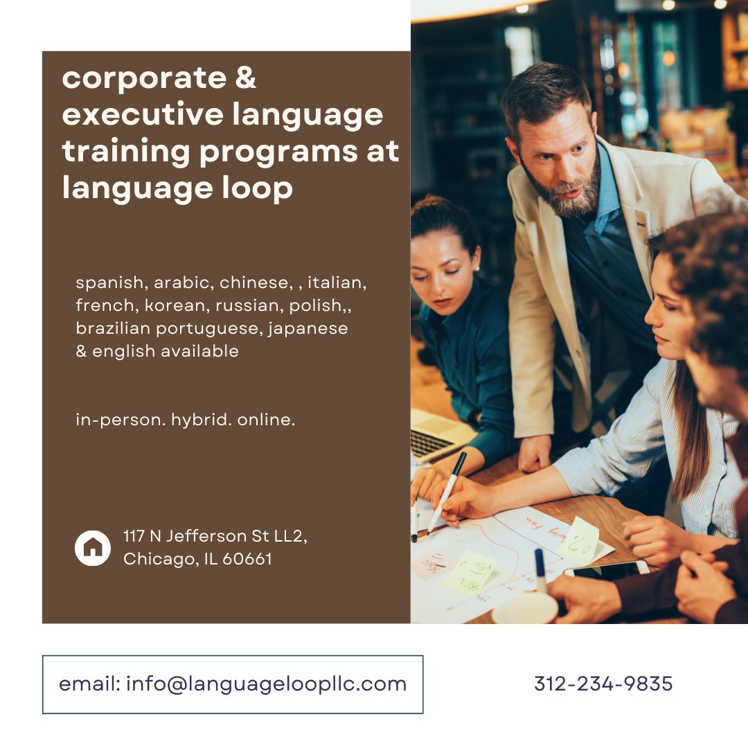 LanguageLoop's tweet image. if your company is looking for language training programs in downtown chicago, we have many course options available this spring ☺️

phone: 312-234-9835

chicago location: 117 north jefferson street 60661 | west loop 

#languagelessons #languagetraining #LanguageLearning…