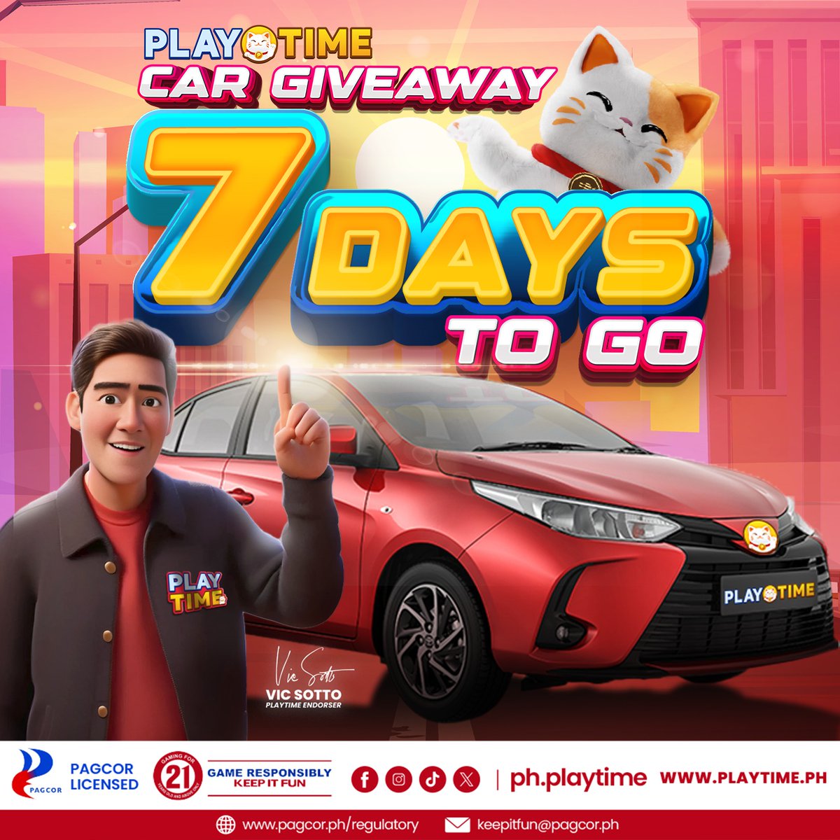 The countdown begins now...

7 days to go to para malaman kung sino ang FIRST LUCKY KA-PLAYTIME ang mag-uuwi ng BRAND NEW CAR! 👀

Abangan ang LIVE DRAW sa aming official Facebook page! 

Stay tuned, mga ka-PlayTime!

#PlayTimePH #ItsPlayTime #PlayTime #PlayTimexEpicCarGiveaway