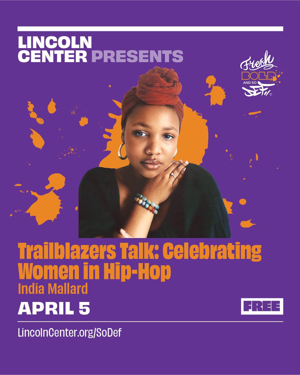 Hip Hop Education Center (@hiphopeducation) on Twitter photo 🌟 FBSD Trailblazer Spotlight: India Mallard
Cultural Archivist. Emerging Librarian. 🗂️🎥
Catch her at Fresh, Bold & So Def Women in Hip-Hop Symposium II
Sat, April 5, 2025 | 6– 8 PM
David Rubenstein Atrium, <a href="/LincolnCenter/">Lincoln Center</a>
Free & open to the public
lincolncenter.org/series/lincoln… 🌟 FBSD Trailblazer Spotlight: India Mallard
Cultural Archivist. Emerging Librarian. 🗂️🎥
Catch her at Fresh, Bold & So Def Women in Hip-Hop Symposium II
Sat, April 5, 2025 | 6– 8 PM
David Rubenstein Atrium, <a href="/LincolnCenter/">Lincoln Center</a>
Free & open to the public
lincolncenter.org/series/lincoln…