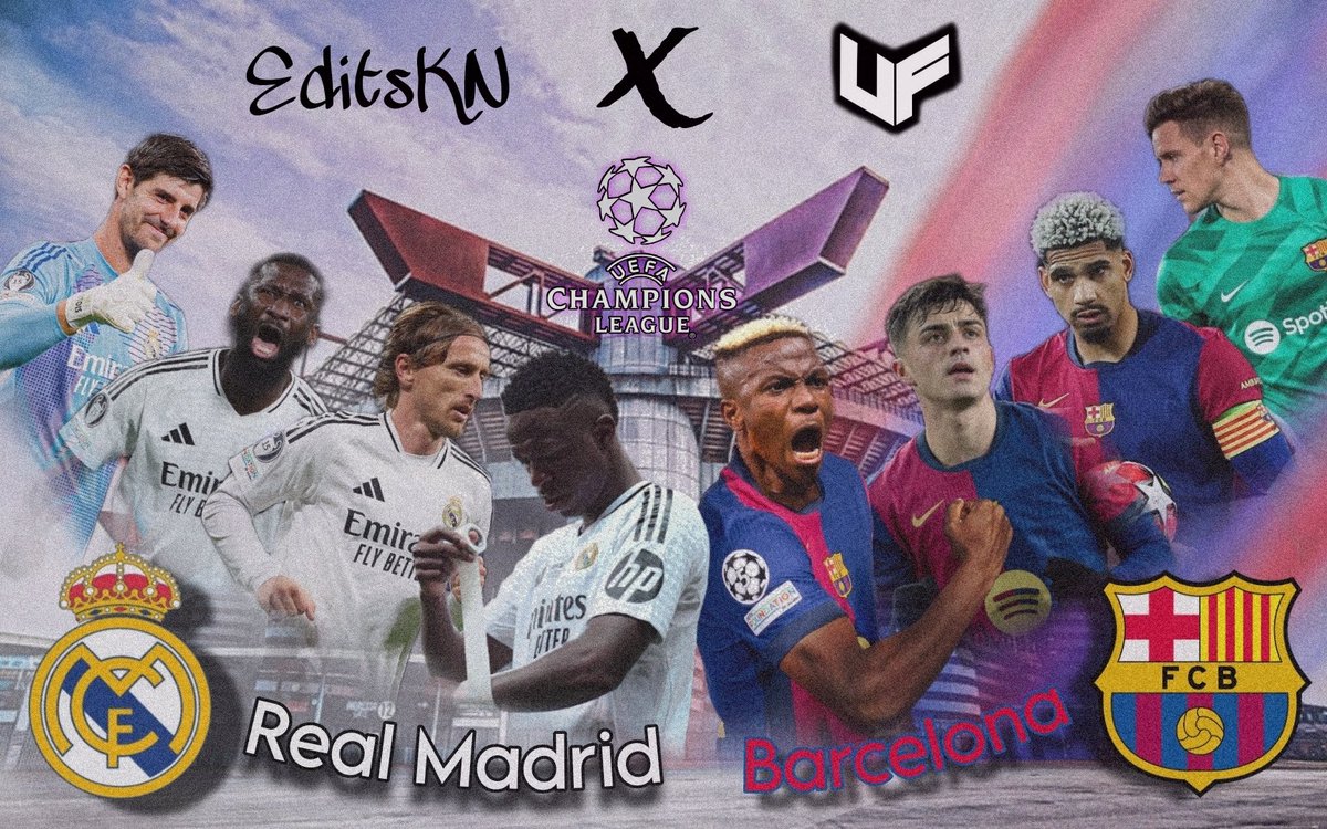 EditsKN x Unifut nuevamente!
Preview de la final de la Champions League que se va a disputar mañana en este gran universo ficticio!! Real Madrid, Barcelona, quien ganará?! Como siempre like y rt se agradecen!!
Horarios:
11PM 🇦🇷
8PM 🇲🇽
4am🇪🇸