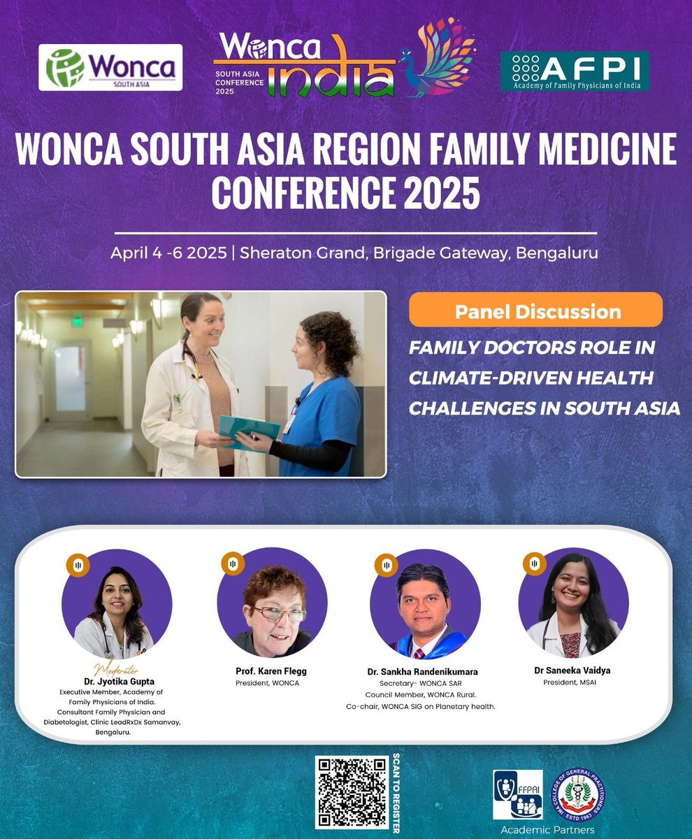 🌟Excited to share the upcoming panel discussion on climate driven health challenges at WONCASAR 2025!

💡Join the esteemed panelists as they discuss what family physicians can do to address the health impacts of climate change !

#WONCASAR2025
#FamilyMedicine