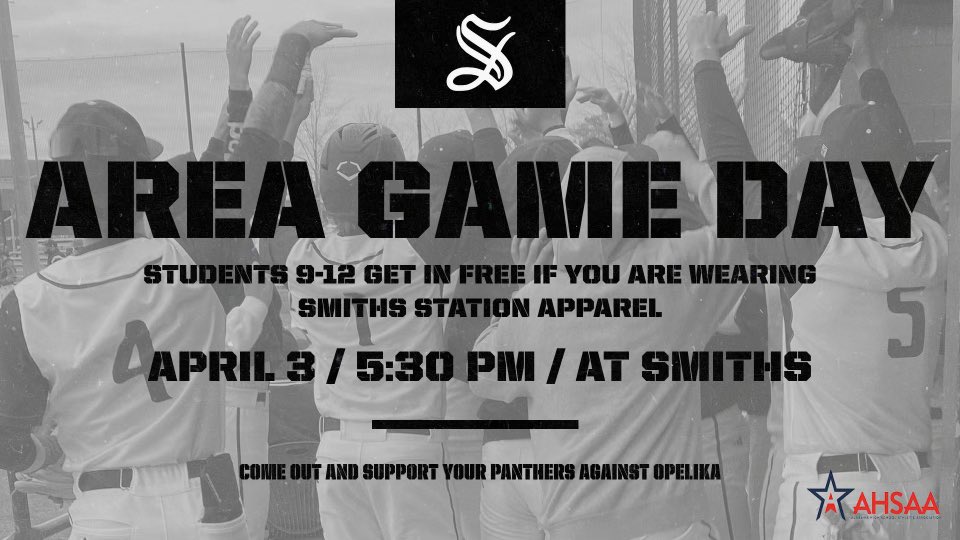 The Panthers with a BIG W over the Bulldogs in Game 1! BUT WE’RE NOT DONE. Tomorrow, it’s DOUBLEHEADER time!

🔥 @ Smiths 5:30 EST
🔥 Panthers vs. Opelika – Games 2 &amp; 3
🔥 STUDENTS (9-12): FREE ENTRY if you wear your Smiths Station apparel! 

Come fill the stands and get loud!