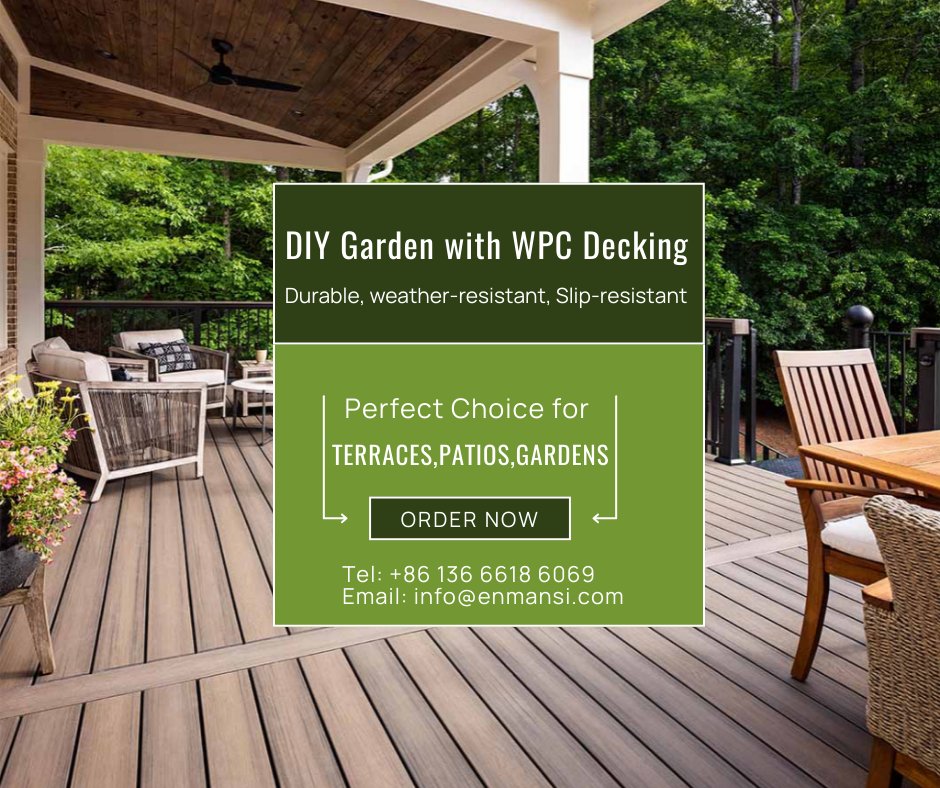zhong_nora's tweet image. DIY Your Garden with WPC Decking

#SpringDIY #WPCDecking  #GardenMakeover #OutdoorLiving #DIYGarden #HomeImprovement #BackyardUpgrade #LandscapingIdeas #DeckingMadeEasy #EcoFriendlyDecking #PerfectTerrace #gardendesign #WPCDecking #gardendecking #decking #deck #patio #gardendeck