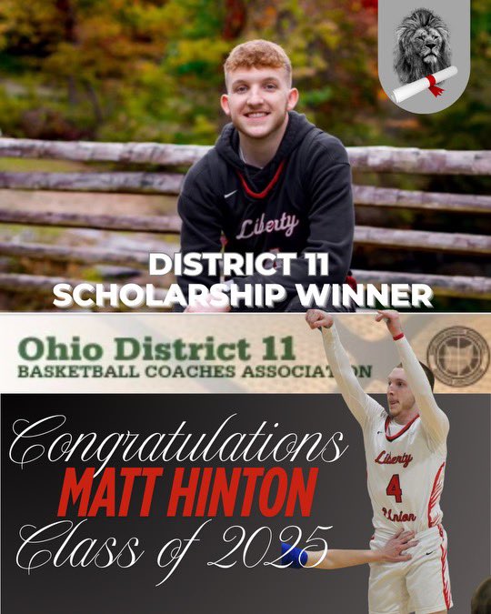 Congrats to our school record holding “12 3’s in a game” Matt Hinton for being selected as the District 11 Scholarship Award Recipient!  He will be recognized at 6:45p during the District 11 All Star game at Newark HS.  Way to cap off a great career Matt!!