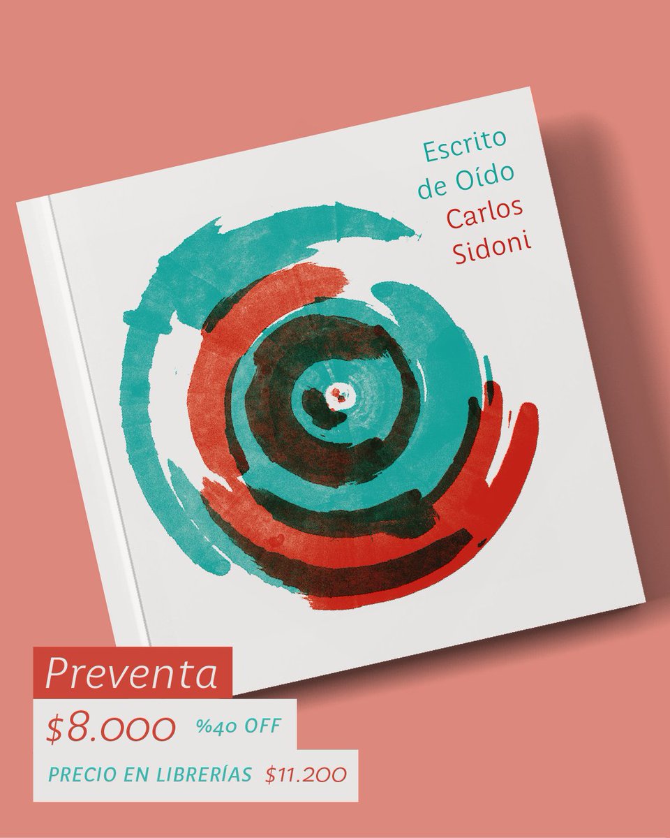 PREVENTA LIMITADA ::: “Escrito de oído” de #CarlosSidoni <a href="/ce2puntos/">Ci.</a>
Nos complace anunciar que ya podés reservar tu ejemplar escribiéndonos por inbox o vía estavidanootra@gmail.com hasta el 15/4
También podrás hacerlo presencialmente en #FeriaTilde CBA

+en bit.ly/PreSidoni