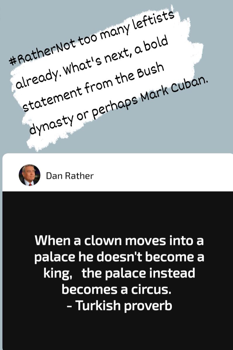 WaterPoet33's tweet image. #RatherNot too many #leftists already. What's next, a bold statement from the #Bush dynasty or perhaps Mark Cuban.