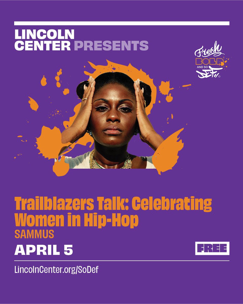 Hip Hop Education Center (@hiphopeducation) on Twitter photo 🌟 FBSD Trailblazer Spotlight: SAMMUS - Lyrical. Brilliant. Afrofuturist. 🧠 🎤
Catch her at Fresh, Bold & So Def Women in Hip-Hop Symposium II
Sat, April 5, 2025 | 6– 8 PM
David Rubenstein Atrium, <a href="/LincolnCenter/">Lincoln Center</a>
Free & open to the public
lincolncenter.org/series/lincoln… 🌟 FBSD Trailblazer Spotlight: SAMMUS - Lyrical. Brilliant. Afrofuturist. 🧠 🎤
Catch her at Fresh, Bold & So Def Women in Hip-Hop Symposium II
Sat, April 5, 2025 | 6– 8 PM
David Rubenstein Atrium, <a href="/LincolnCenter/">Lincoln Center</a>
Free & open to the public
lincolncenter.org/series/lincoln…