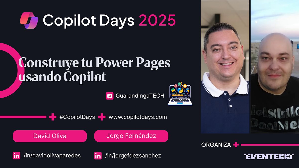 Copilot Days (@copilotdays) on Twitter photo ⌚ Ahora mismo arranca la sesión virtual online de <a href="/jorgefdezsa/">Jorge Fernández</a> y <a href="/David_Oliva_85/">David Oliva</a> .
🚀 Construye tu Power Page usando Copilot
📺 En directo en youtube.com/@Eventekki
#CopilotDays #Copilot #IA #AI #GenAI #GPT ⌚ Ahora mismo arranca la sesión virtual online de <a href="/jorgefdezsa/">Jorge Fernández</a> y <a href="/David_Oliva_85/">David Oliva</a> .
🚀 Construye tu Power Page usando Copilot
📺 En directo en youtube.com/@Eventekki
#CopilotDays #Copilot #IA #AI #GenAI #GPT