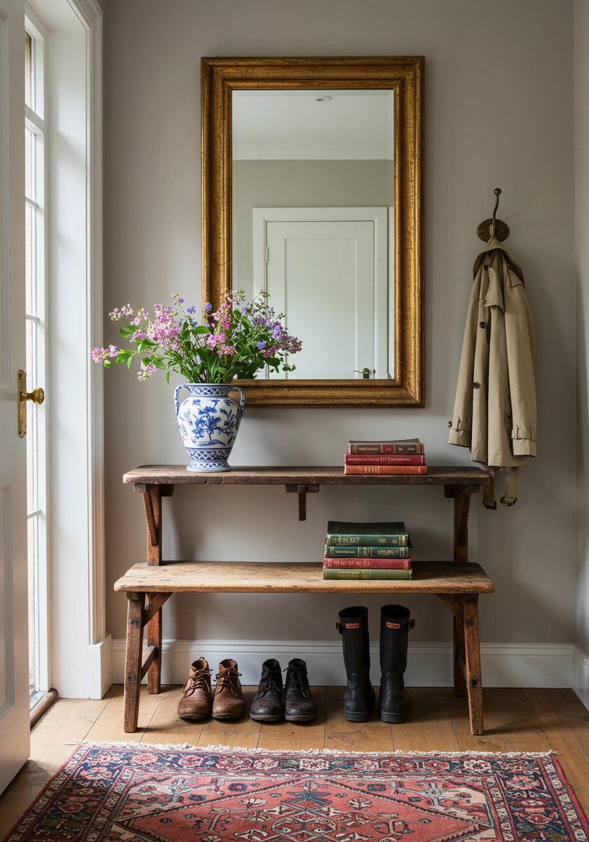abcasahome's tweet image. Warm light, worn wood, and whispers of old stories in every detail. ✨ What’s the one piece in your entryway that tells a story? #TimelessHome #EntrywayInspo #VintageVibes #homedecor
